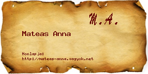 Mateas Anna névjegykártya